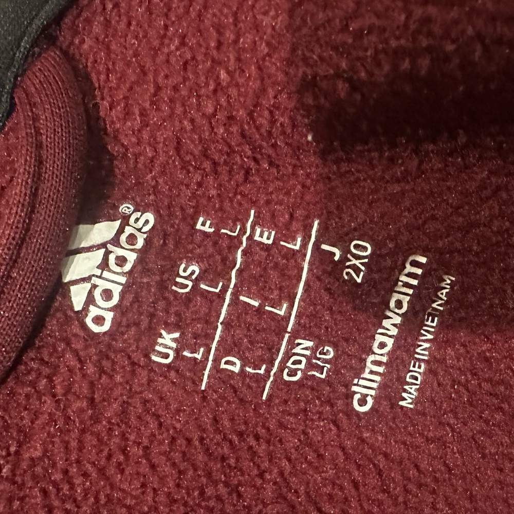 Like NEW! Adidas Climawarm L Burgundy and Gray Hooded Jacket full zip - Picture 7 of 7